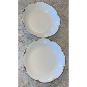 2 Mitterteich Bavaria Germany Golden Lark  Scalloped Edge 7.5" Bowl B Thomas